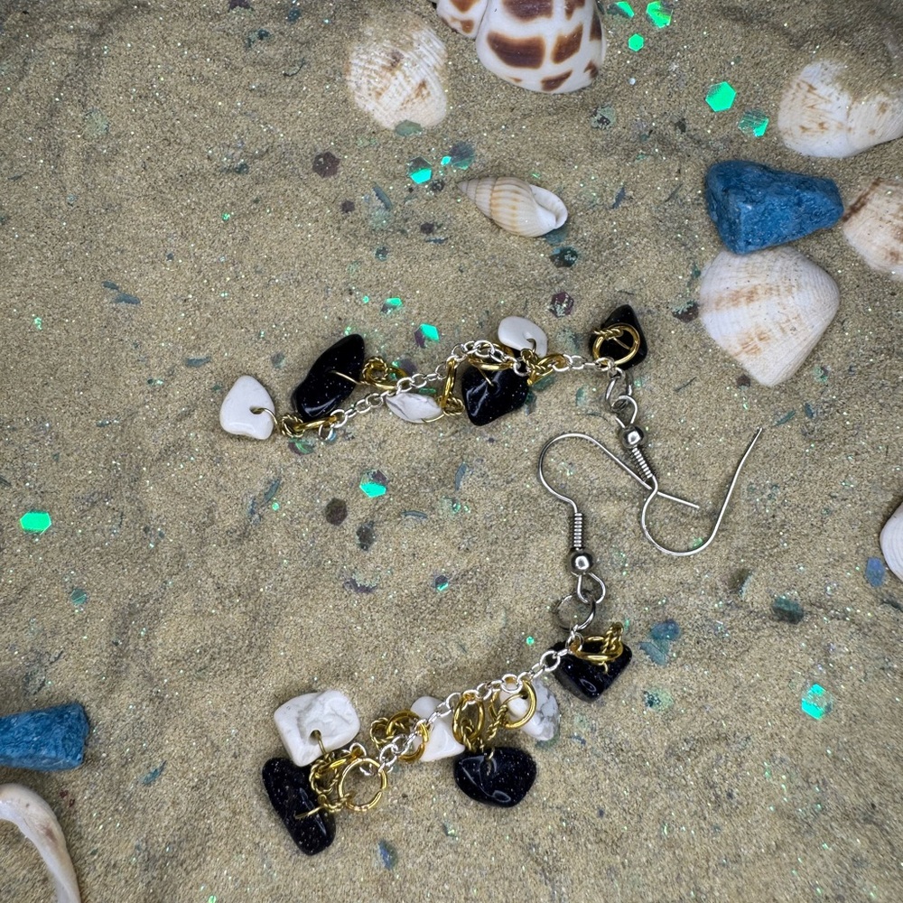 Gold and Black Dangle Earrings